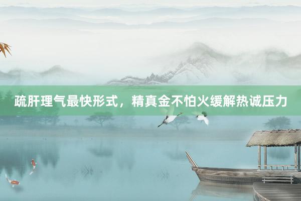 疏肝理气最快形式，精真金不怕火缓解热诚压力