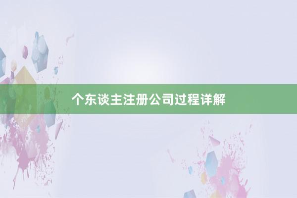 个东谈主注册公司过程详解